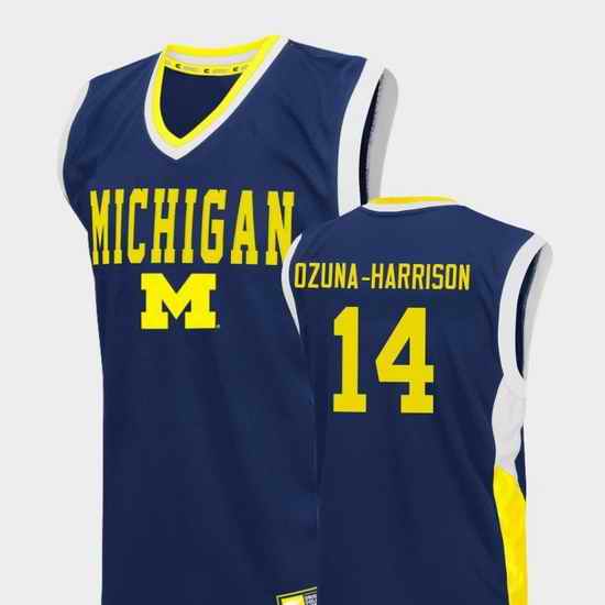 Men Michigan Wolverines Rico Ozuna Harrison Blue Fadeaway College Basketball Jersey